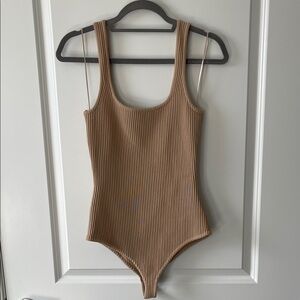 Debut Ribbed Beige Bodysuit